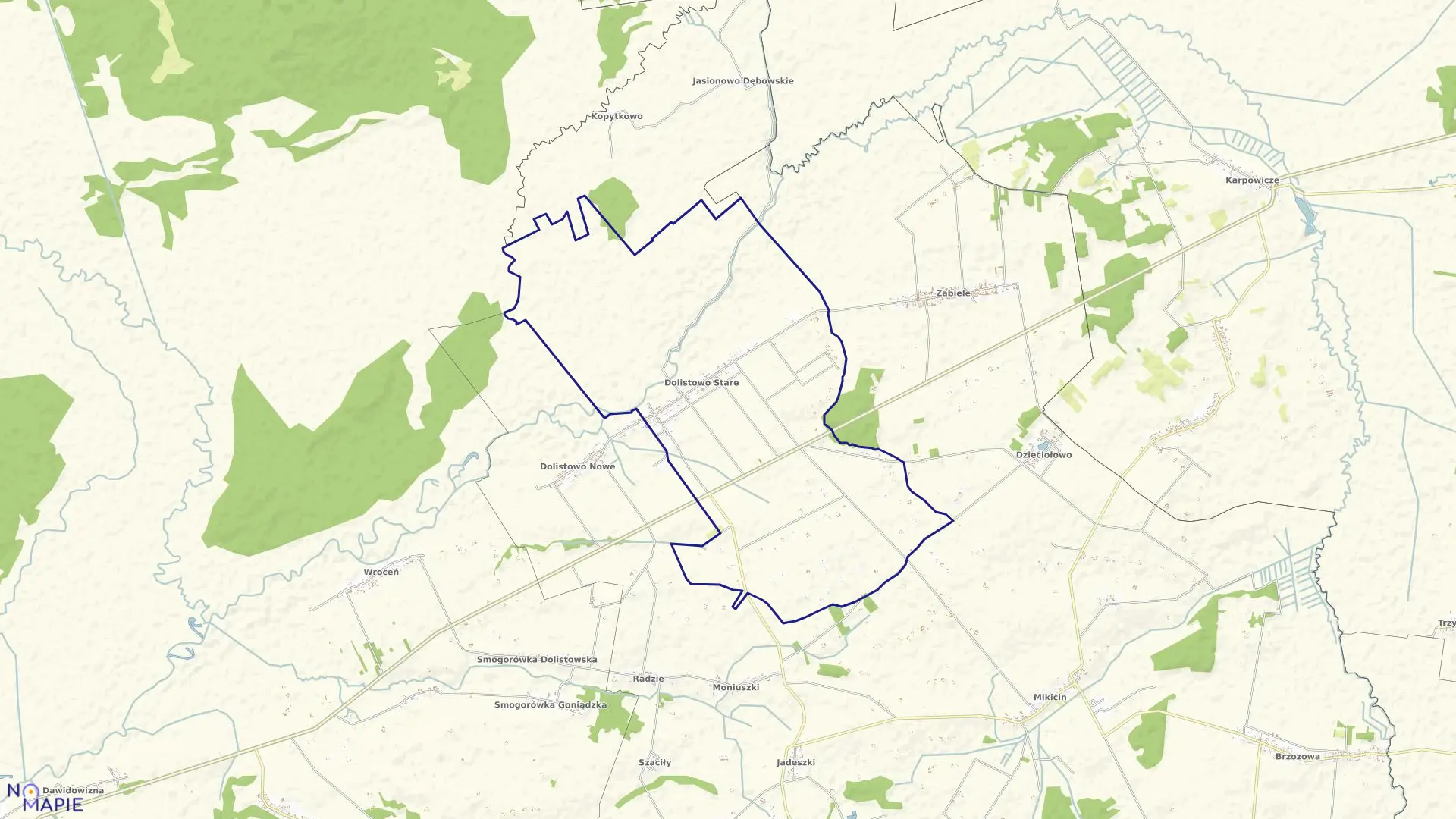 Mapa obrębu DOLISTOWO STARE w gminie Jaświły