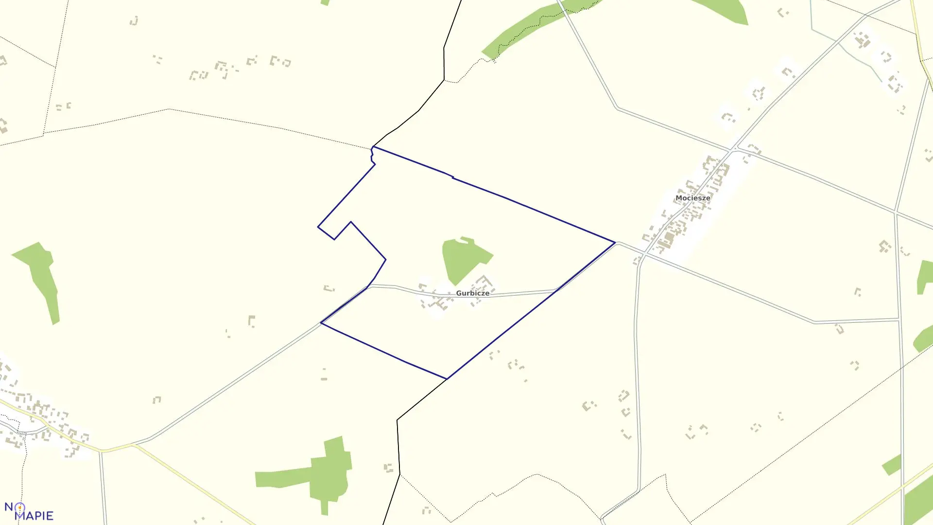 Mapa obrębu GURBICZE w gminie Jaświły