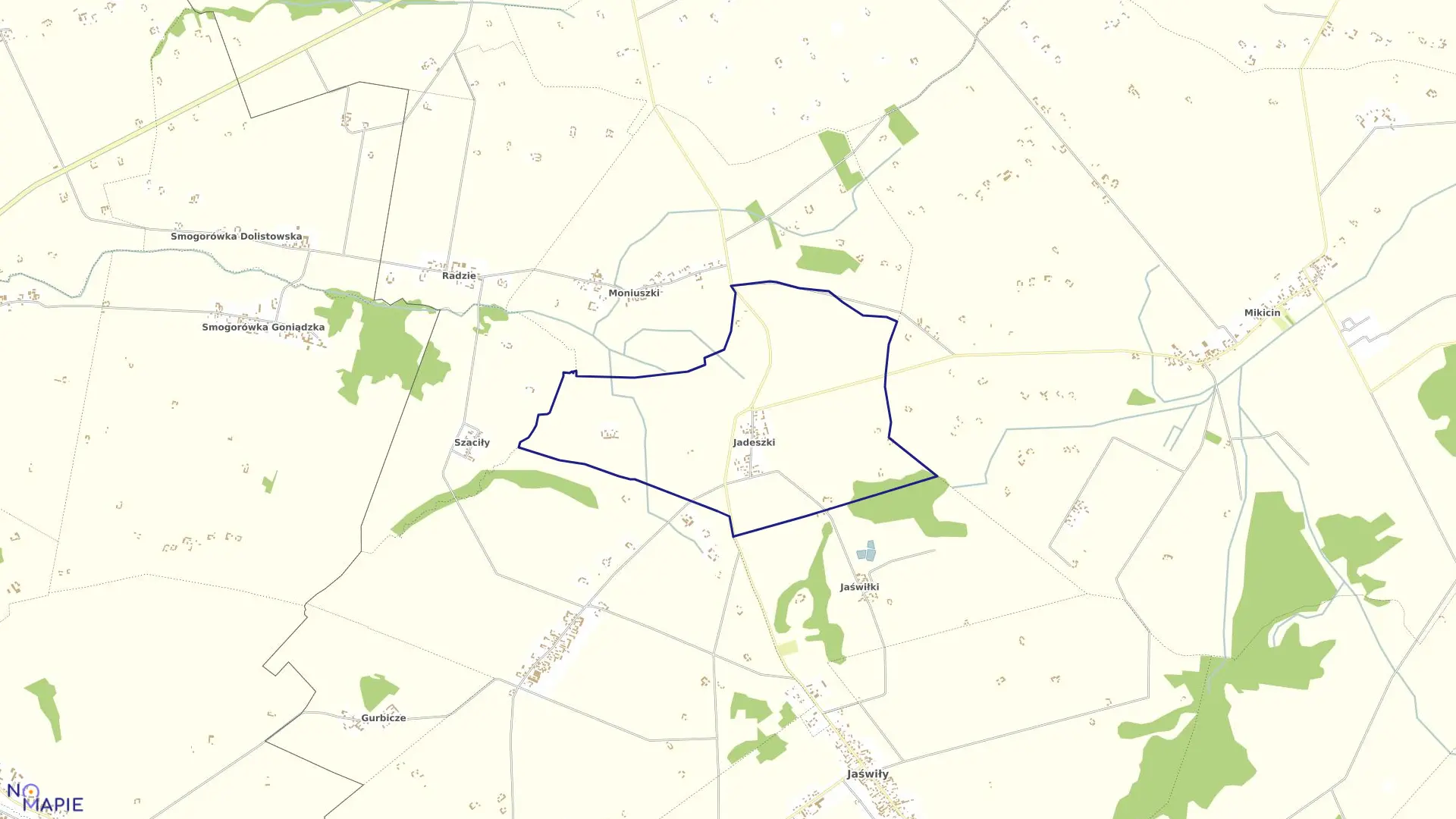 Mapa obrębu JADESZKI w gminie Jaświły