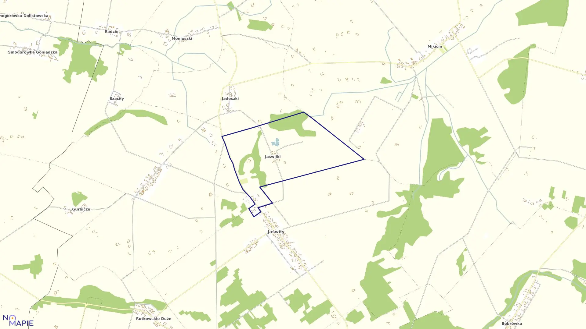 Mapa obrębu JAŚWIŁKI w gminie Jaświły